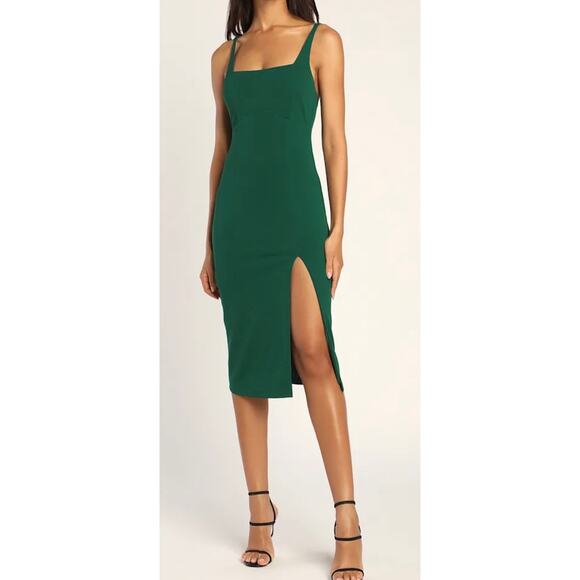 Lulus Dresses & Skirts - Lulus XS emerald green midi dress side slit NWT sleeveless foxy favorite $82